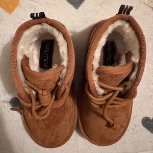 Nautica Tan toddler Booties with Soft Lining